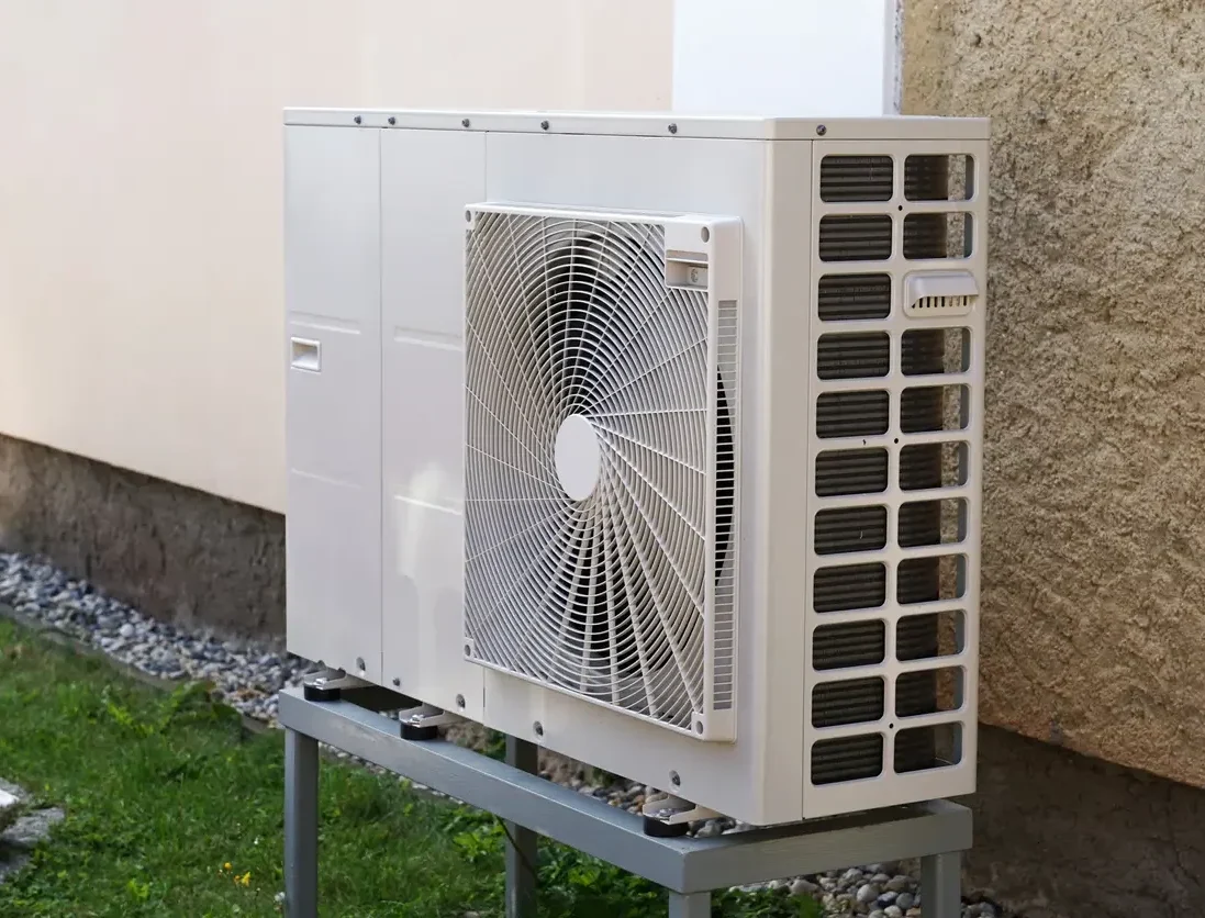 Heat pump installed outside the home