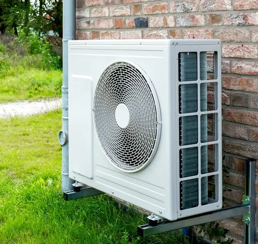 Heat pump technology outside a house